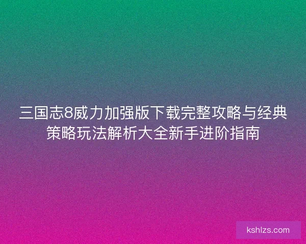 三国志8威力加强版下载完整攻略与经典策略玩法解析大全新手进阶指南