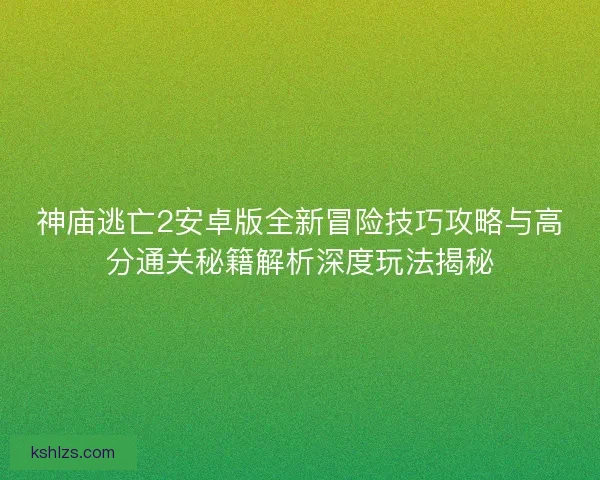 神庙逃亡2安卓版全新冒险技巧攻略与高分通关秘籍解析深度玩法揭秘