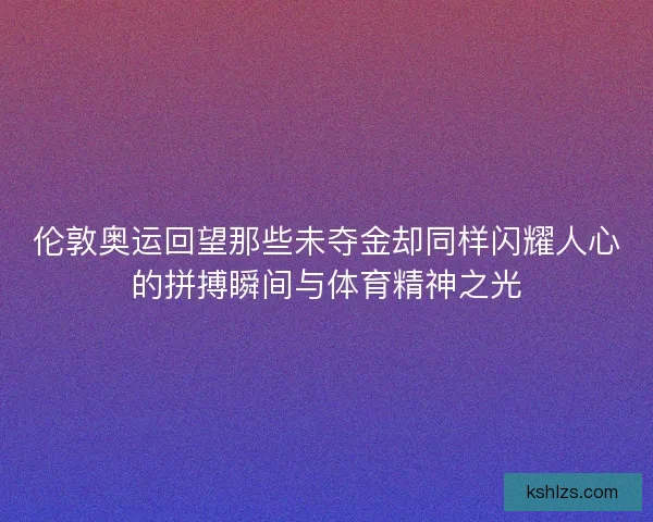 伦敦奥运回望那些未夺金却同样闪耀人心的拼搏瞬间与体育精神之光